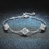 Women's S925 Sterling Silver Moissanite Flower Shaped Set With Diamonds Bracelet
