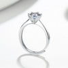 Women's S925 Sterling Silver Moissanite Ring Classic Six Prong Geometric Design Electroplated Adjustable Open Ring