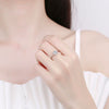 Women's S925 Sterling Silver Moissanite Ring Classic Six Prong Geometric Design Electroplated Adjustable Open Ring
