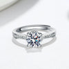 Women's S925 Sterling Silver Moissanite Ring Geometric Four Claw Adjustable Open Ring With Electroplated Finish