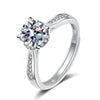 Women's S925 Sterling Silver Moissanite Ring Geometric Four Claw Adjustable Open Ring With Electroplated Finish