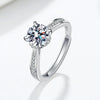 Women's S925 Sterling Silver Moissanite Ring Geometric Four Claw Adjustable Open Ring With Electroplated Finish