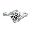Women's S925 Sterling Silver Moissanite Ring With Geometric Design
