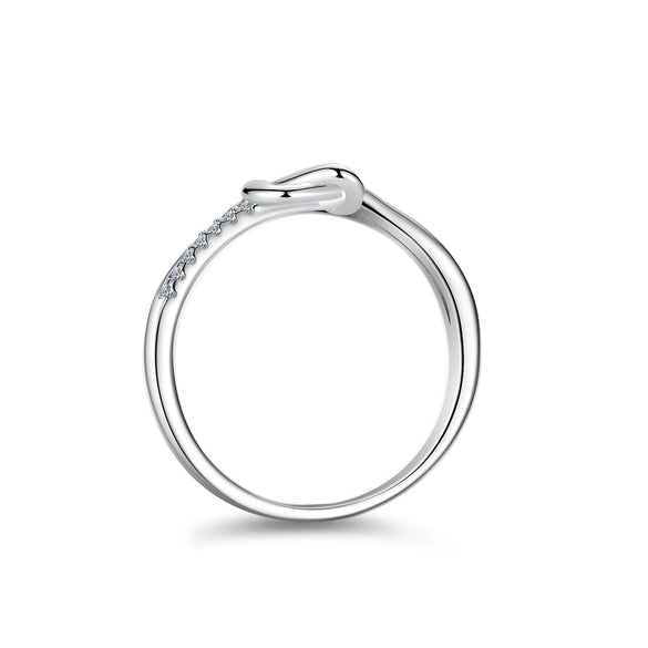 Women's S925 Sterling Silver Moissanite Ring With Geometric Pattern And Round Shape