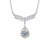 Women's S925 Sterling Silver Moissanite Water Drop And U Shape Fashion Geometric Pendant Necklace With Cross Chain