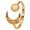 Women's S925 Sterling Silver Moon Shape Ring Set With Natural Jasper Gemstones