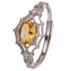Women's S925 Sterling Silver Natural Amethyst Citrine Gemstone Ring With Spider Web Shape And Artistic Style