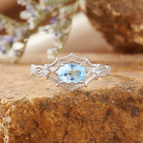 Women's S925 Sterling Silver Natural Amethyst Citrine Gemstone Ring With Spider Web Shape And Artistic Style