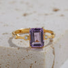 Women's S925 Sterling Silver Natural Amethyst Citrine Geometric Ring Set With Crystal