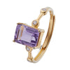 Women's S925 Sterling Silver Natural Amethyst Citrine Geometric Ring Set With Crystal