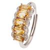 Women's S925 Sterling Silver Natural Citrine Geometric Crystal Set Ring Highend Sweet Style Jewelry