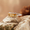 Women's S925 Sterling Silver Natural Citrine Geometric Crystal Set Ring Highend Sweet Style Jewelry