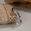 Women's S225 Sterling Silver Natural Citrine Geometric Open Ring With Gems