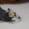 Women's S225 Sterling Silver Natural Citrine Geometric Open Ring With Gems