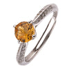 Women's S225 Sterling Silver Natural Citrine Geometric Open Ring With Gems