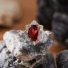 Women's S925 Sterling Silver Natural Colored Gemstone Garnet Topaz Peridot Amethyst Ring With Eight Pointed Star Shape