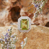 Women's S925 Sterling Silver Natural Colored Gemstone Ring With Crystal Sugar Cube Shape Geometric Pattern Set With Crystals Style