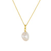 Women's S925 Sterling Silver Natural Freshwater Pearl Geometric Baroque Asymmetrical Pendant Clavicle Chain Set With Diamonds