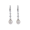Women's S925 Sterling Silver Natural Freshwater Pearl Geometric Ear Hook Earrings Light Luxury Minimalist Elegant Exquisite Pearl Inlay Design