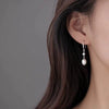 Women's S925 Sterling Silver Natural Freshwater Pearl Geometric Ear Hook Earrings Light Luxury Minimalist Elegant Exquisite Pearl Inlay Design