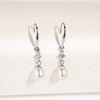Women's S925 Sterling Silver Natural Freshwater Pearl Geometric Ear Hook Earrings Light Luxury Minimalist Elegant Exquisite Pearl Inlay Design