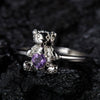 Women's S925 Sterling Silver Natural Gemstone Ring With Bear Love Open Design Geometric Cartoon Characters Style