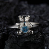 Women's S925 Sterling Silver Natural Gemstone Ring With Bear Love Open Design Geometric Cartoon Characters Style