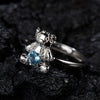 Women's S925 Sterling Silver Natural Gemstone Ring With Bear Love Open Design Geometric Cartoon Characters Style