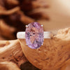 Women's S925 Sterling Silver Natural White Crystal Citrine Amethyst Geometric Ring Jewelry