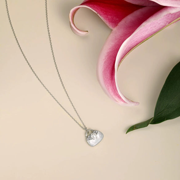 Women's S925 Sterling Silver Necklace With Freshwater Pearl And Geometric Design Electroplated