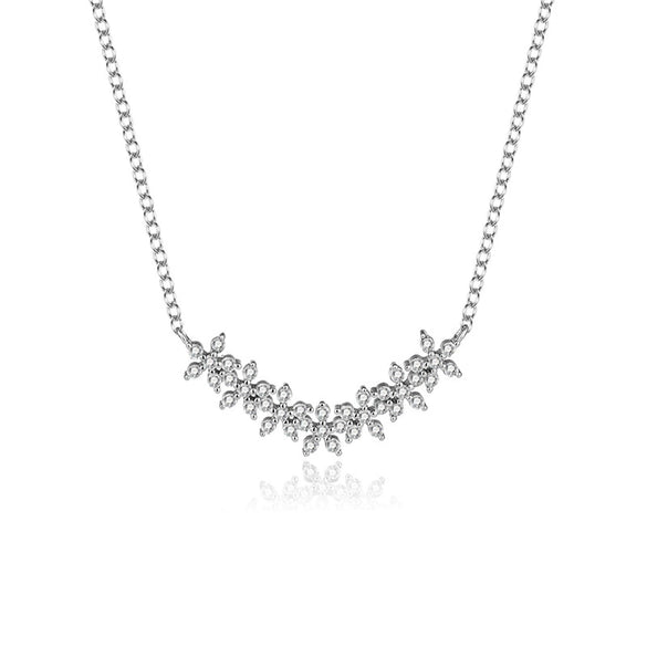Women's S925 Sterling Silver Necklace With Lucky Plum Blossom And Smiley Face Design Pendant And Ochain