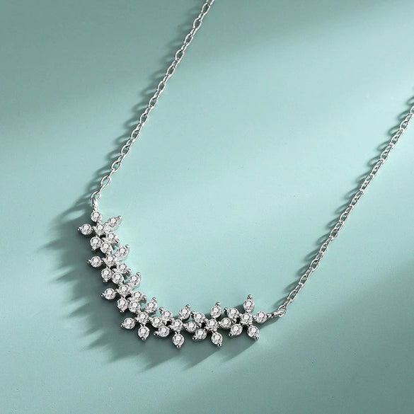 Women's S925 Sterling Silver Necklace With Lucky Plum Blossom And Smiley Face Design Pendant And Ochain