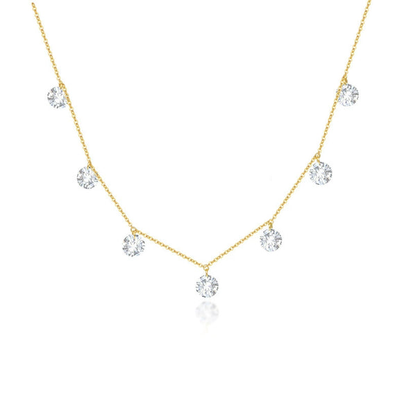Women's S925 Sterling Silver Niche Geometric Inlaid Zircon Clavicle Chain