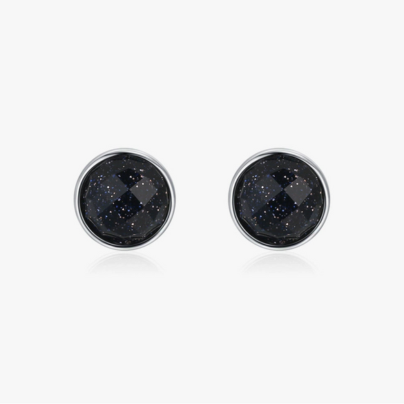 Women's S925 Sterling Silver Obsidian Geometric Simple Style Earrings Set With Precious Stones