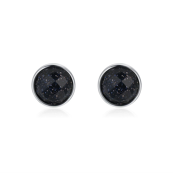 Women's S925 Sterling Silver Obsidian Geometric Simple Style Earrings Set With Precious Stones