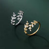 Women's S925 Sterling Silver Open Flower Branch Leaf Geometric Ring With Electroplating