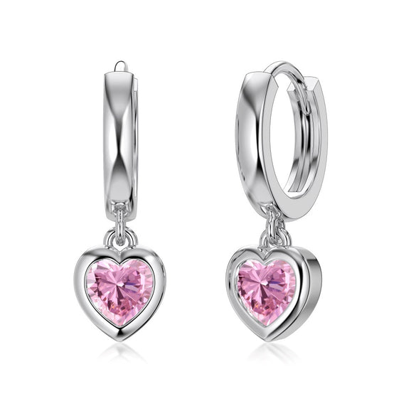 Women's S925 Sterling Silver Peach Heart Pendant Earrings With Electroplating Design