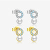 Women's S925 Sterling Silver Pearl Ear Nail With Geometric Style And Electroplated Platinum 18K Gold