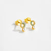 Women's S925 Sterling Silver Pearl Ear Nail With Geometric Style And Electroplated Platinum 18K Gold