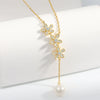 Women’s S925 Sterling Silver Pearl Pendant Necklace With Geometric Clavicle Chain Electroplated Fashion Jewelry