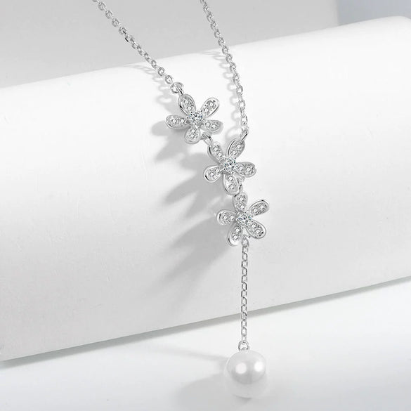 Women’s S925 Sterling Silver Pearl Pendant Necklace With Geometric Clavicle Chain Electroplated Fashion Jewelry