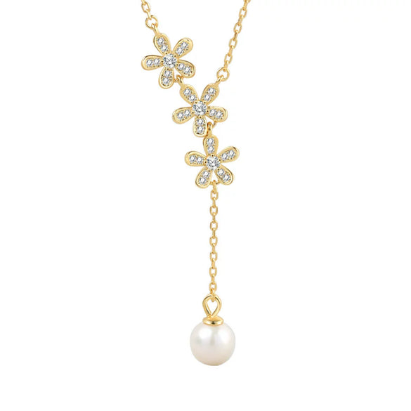 Women’s S925 Sterling Silver Pearl Pendant Necklace With Geometric Clavicle Chain Electroplated Fashion Jewelry
