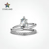 Women's S925 Sterling Silver Pearshaped Zircon Inlaid Irregular Doublelayer Geometric Electroplated Ring