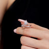 Women's S925 Sterling Silver Pearshaped Zircon Inlaid Irregular Doublelayer Geometric Electroplated Ring