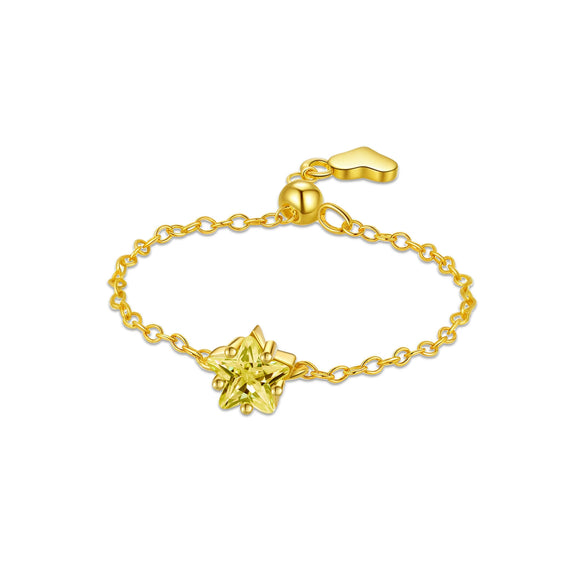 Women's S925 Sterling Silver Pullable Adjustable Chain Heart Ring With Electroplated Platinum Or 18K Gold Finish And Geometric Pattern