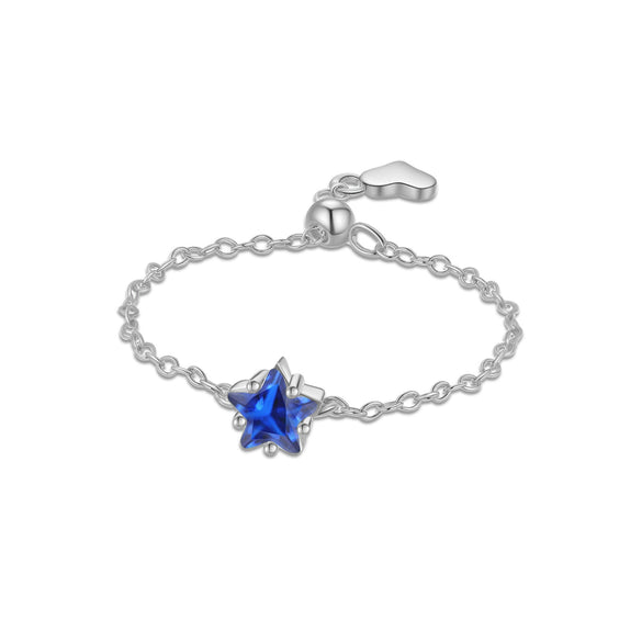 Women's S925 Sterling Silver Pullable Adjustable Chain Heart Ring With Electroplated Platinum Or 18K Gold Finish And Geometric Pattern