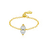 Women's S925 Sterling Silver Pullable Adjustable Chain Heart Ring With Electroplated Platinum Or 18K Gold Finish And Geometric Pattern