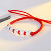 Women's S925 Sterling Silver Rat Zodiac Red Rope Bracelet Simple Handmade Woven Animal Charm Jewelry