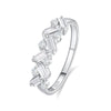 Women's S925 Sterling Silver Rectangular Geometric Diamond Stackable Ring