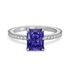 Women's S925 Sterling Silver Rectangular Geometric Style Ring With 8A Ice Flower Zirconium Simulated High Carbon Diamond Electroplated